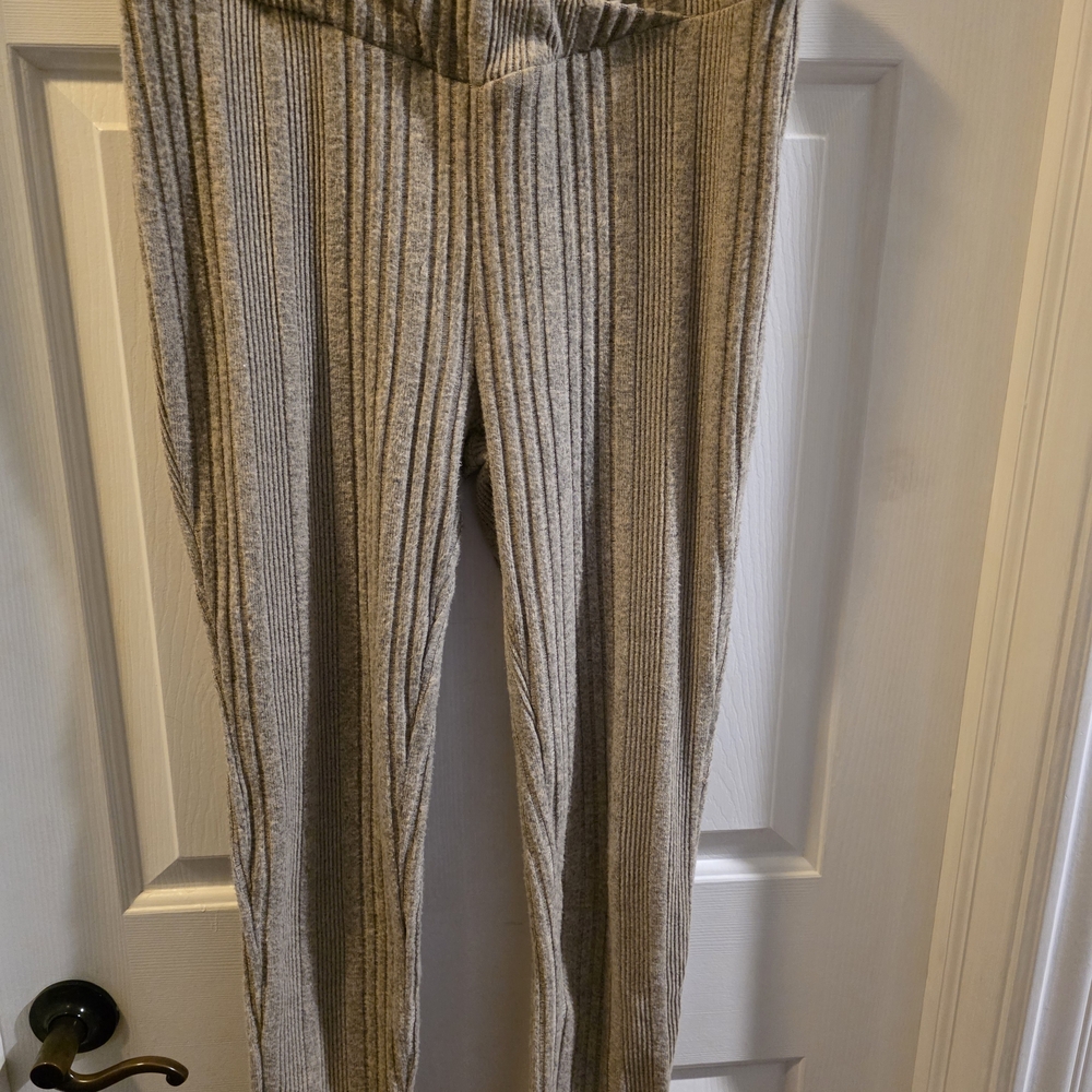 SHEIN Ribbed Knit Pants in Brown and Cream